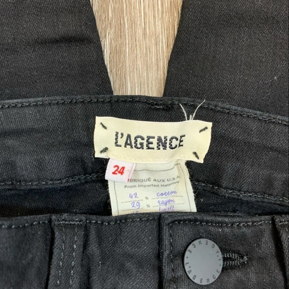 L’Agence Margot Velvet Stripe Jean in Noir High Rise Skinny Fit Womens Size 24 - Picture 7 of 7